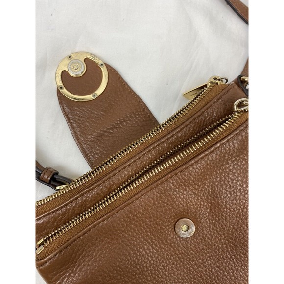 Michael kors Bifold Small Brown Pebbled Leather Crossbody Shoulder Handbag Card - Picture 12 of 16